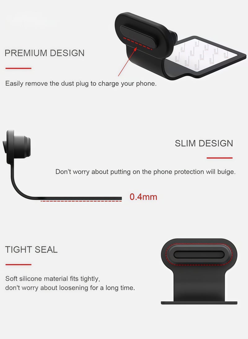 6pcs USB Type C Anti-Lost Anti Dust Plugs, Dust Cover Port Plugs Protection Compatible with iPhone 15 Samsung Galaxy S21/S20/S22 Ultra Huawei for All Type-C Smartphone and Tablet - Black - Image 4